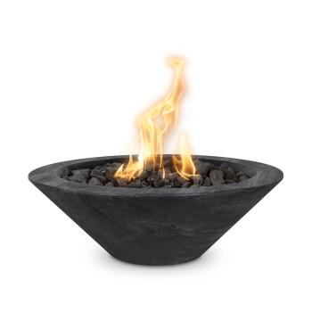 The Outdoor Plus Cazo Round GFRC Concrete Gas Fire Bowl Ebony Wood Grain350