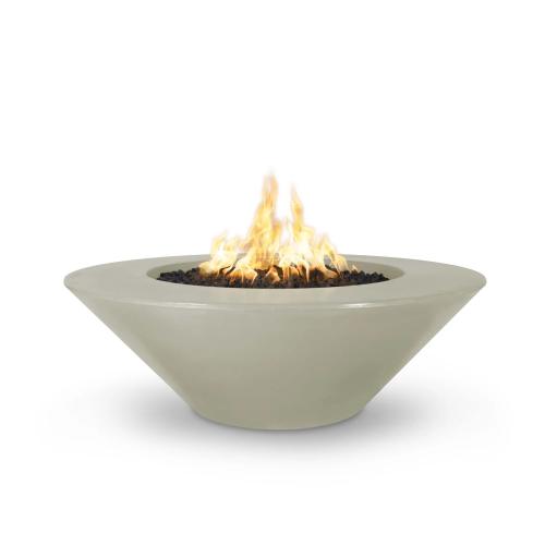 The Outdoor Plus Cazo 48 Inch Round GFRC Concrete Propane Gas Fire Pit Table with Match Lit Ignition   Ash