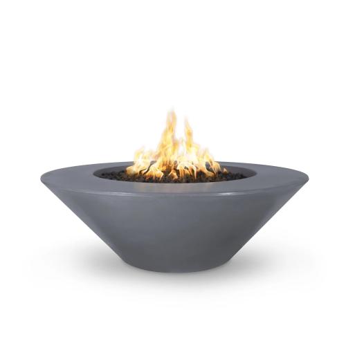 The Outdoor Plus Cazo 48 Inch Round GFRC Concrete Propane Gas Fire Pit Table with Match Lit Ignition   Gray