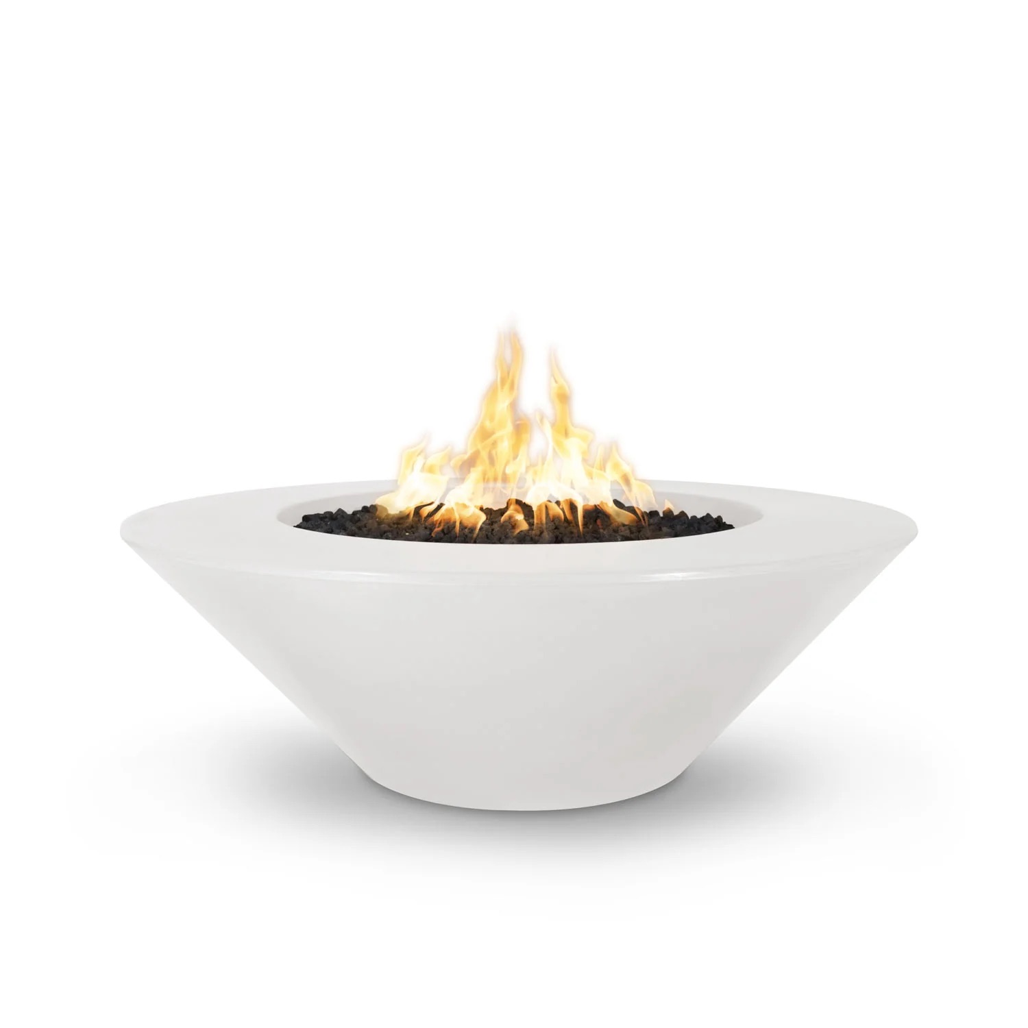 The Outdoor Plus Cazo 48 Inch Round GFRC Concrete Propane Gas Fire Pit Table with Match Lit Ignition   Limestone