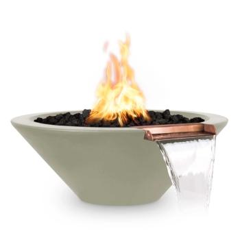 The Outdoor Plus Cazo Round GFRC Concrete Gas Fire and Water Bowl Ash350