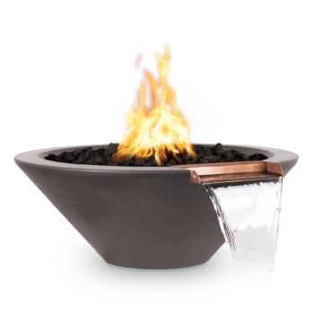 The Outdoor Plus Cazo Round GFRC Concrete Gas Fire and Water Bowl Chestnut350