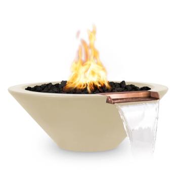 The Outdoor Plus Cazo Round GFRC Concrete Gas Fire and Water Bowl Vanilla350