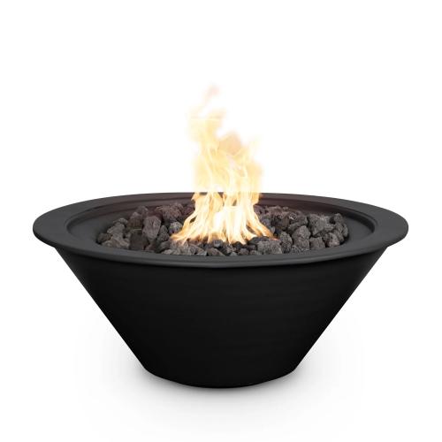 The Outdoor Plus Cazo 36 Inch Round Powder Coated Steel Propane Gas Fire Bowl with Match Lit Ignition   Gloss Black