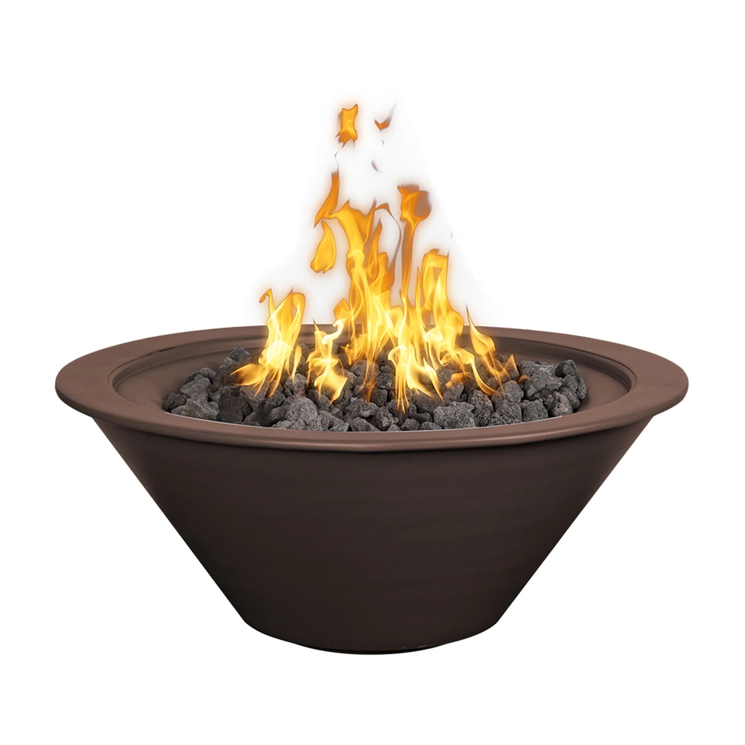The Outdoor Plus Cazo 36 Inch Round Powder Coated Steel Propane Gas Fire Bowl with Match Lit Ignition   Java