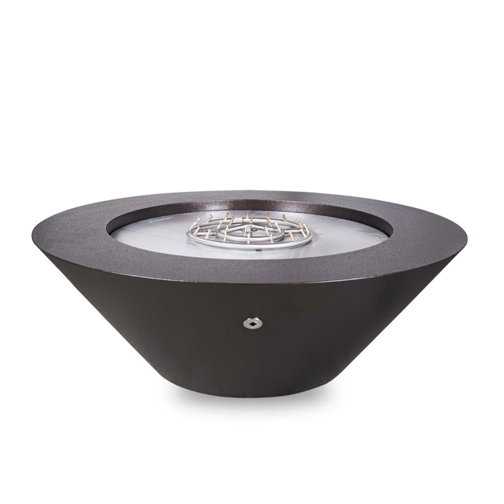 The Outdoor Plus Cazo 48 Inch Round Powder Coated Steel Propane Gas Fire Pit Table with Match Lit Ignition   Copper Vein