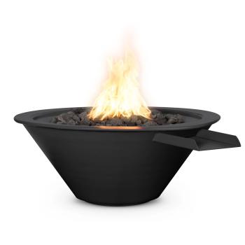 The Outdoor Plus Cazo Round Powder Coated Steel Gas Fire and Water Bowl Gloss Black350