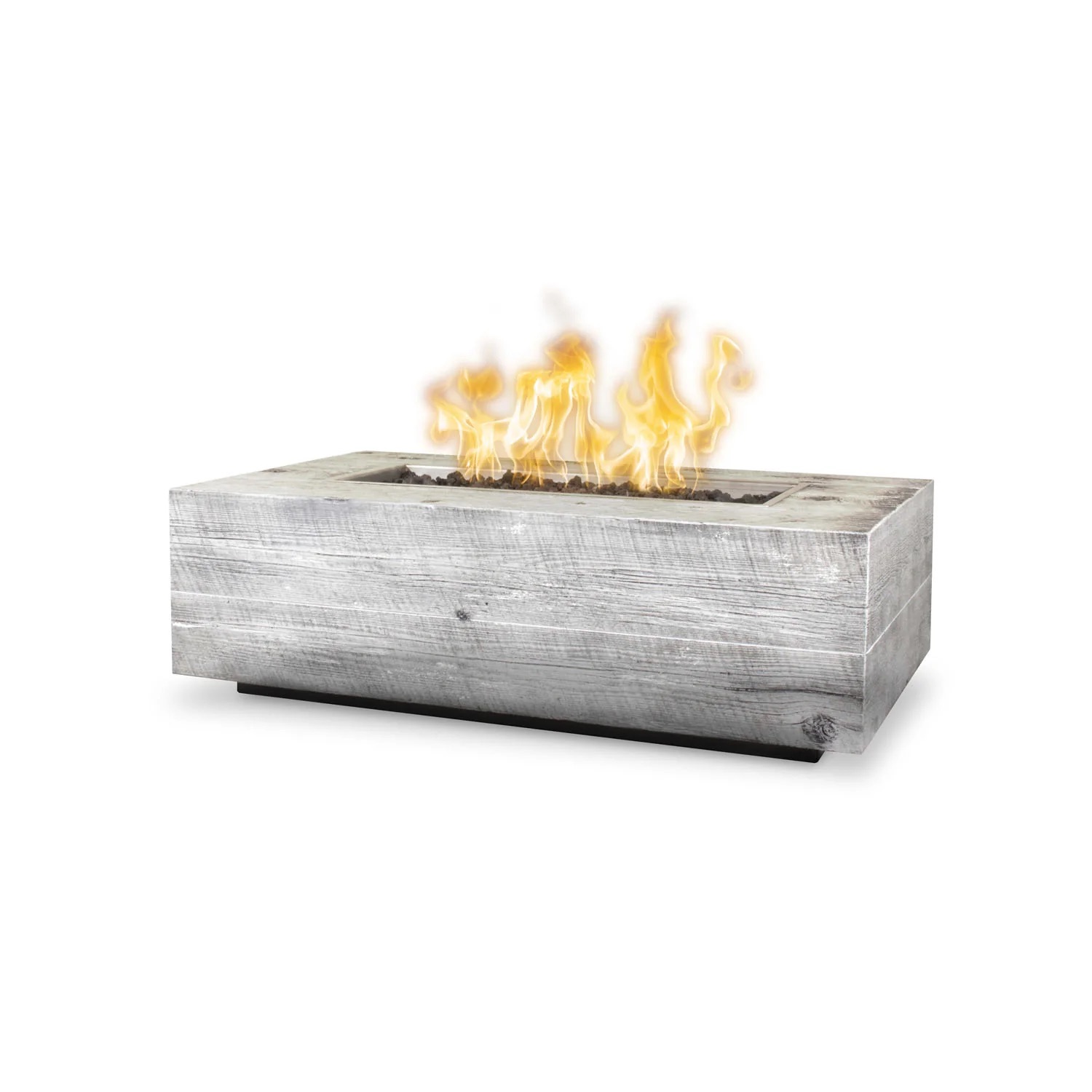 The Outdoor Plus Coronado 72 Inch Rectangular GFRC Concrete Propane Gas Fire Pit with Match Lit Ignition   Ivory Wood Grain