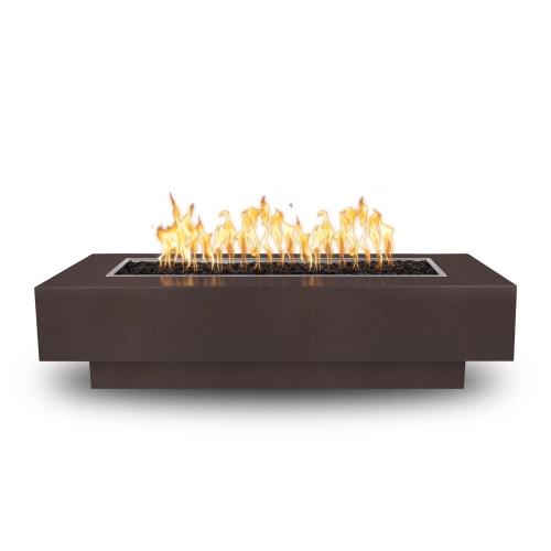 The Outdoor Plus Coronado 72 Inch Rectangular Powder Coated Steel Propane Gas Fire Pit with Match Lit Ignition   Copper Vein