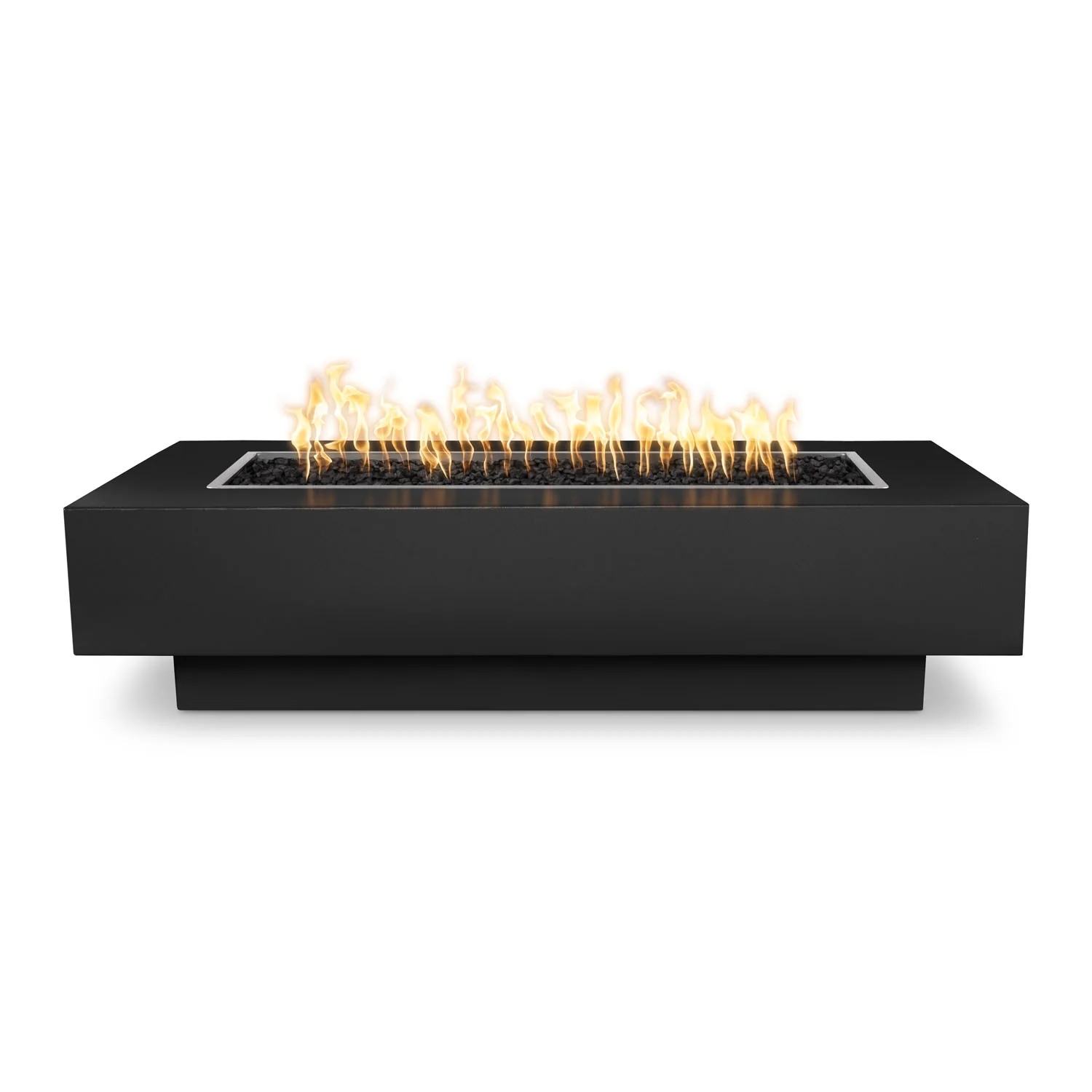The Outdoor Plus Coronado 72 Inch Rectangular Powder Coated Steel Propane Gas Fire Pit with Match Lit Ignition   Gloss Black