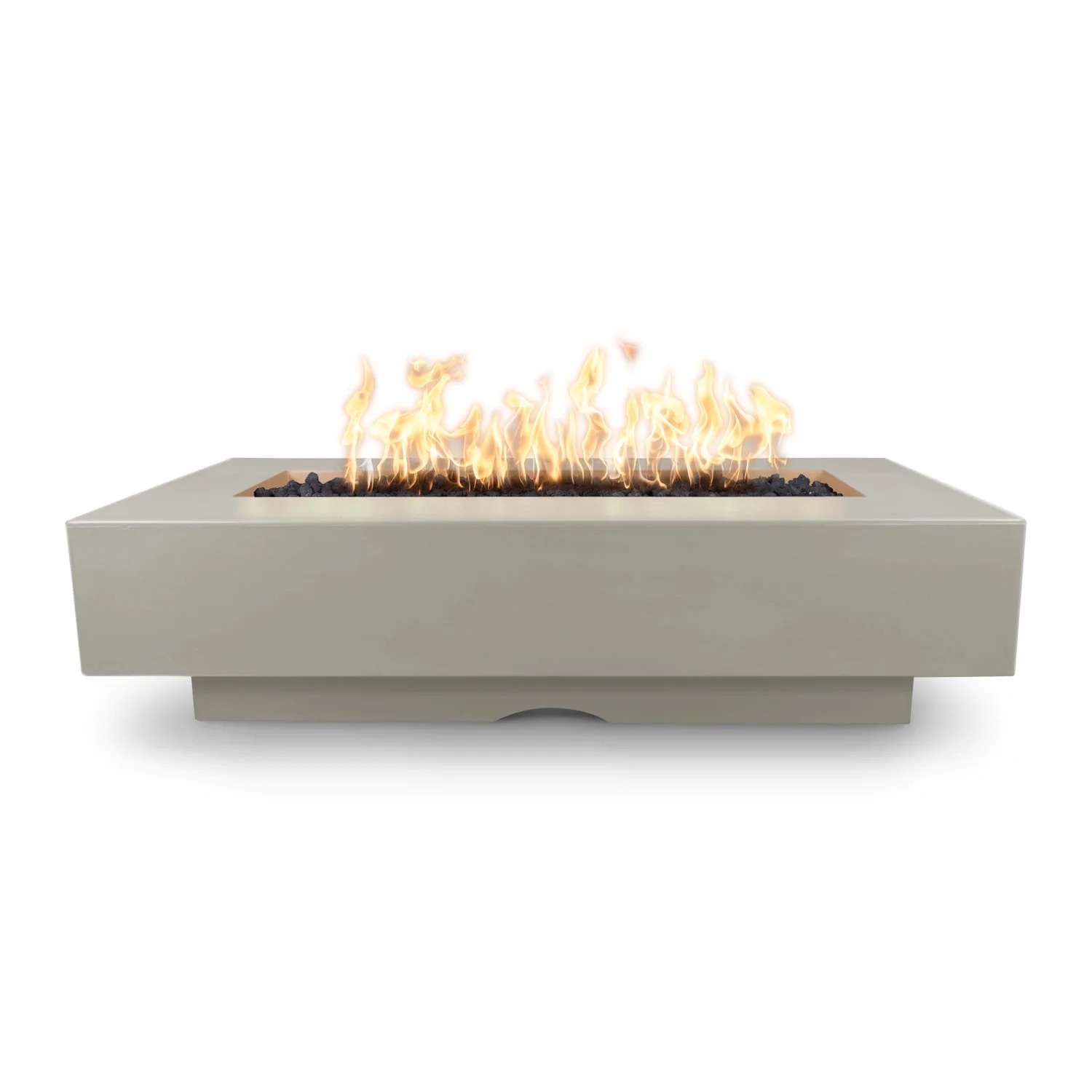 The Outdoor Plus Del Mar 48 Inch Rectangular GFRC Concrete Propane Gas Fire Pit Table with Plug  and  Play Ignition   Ash