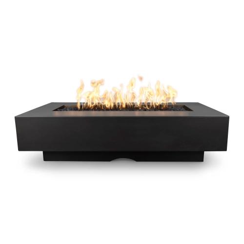 The Outdoor Plus Del Mar 48 Inch Rectangular GFRC Concrete Propane Gas Fire Pit Table with Match Lit Ignition   Black