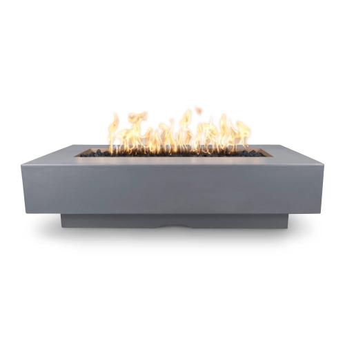 The Outdoor Plus Del Mar 48 Inch Rectangular GFRC Concrete Propane Gas Fire Pit Table with Match Lit Ignition   Gray