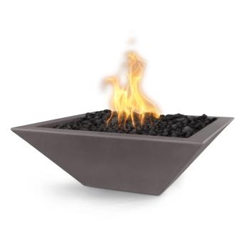 The Outdoor Plus Maya Square GFRC Concrete Gas Fire Bowl Chestnut350