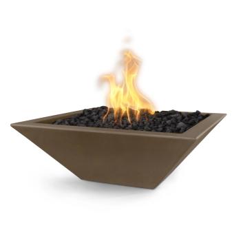 The Outdoor Plus Maya Square GFRC Concrete Gas Fire Bowl Chocolate350