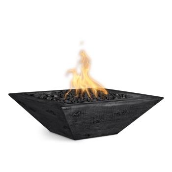 The Outdoor Plus Maya Square GFRC Concrete Gas Fire Bowl Ebony Wood Grain350