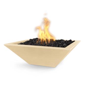The Outdoor Plus Maya Square GFRC Concrete Gas Fire Bowl Vanilla350