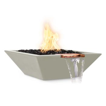 The Outdoor Plus Maya Square GFRC Concrete Gas Fire and Water Bowl Ash350