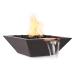 The Outdoor Plus Maya 36 Inch Square GFRC Concrete Propane Gas Fire  and  Water Bowl with Match Lit Ignition   Chestnut