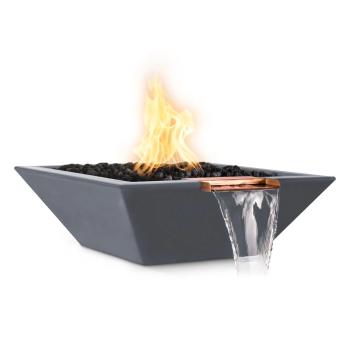 The Outdoor Plus Maya Square GFRC Concrete Gas Fire and Water Bowl Gray350