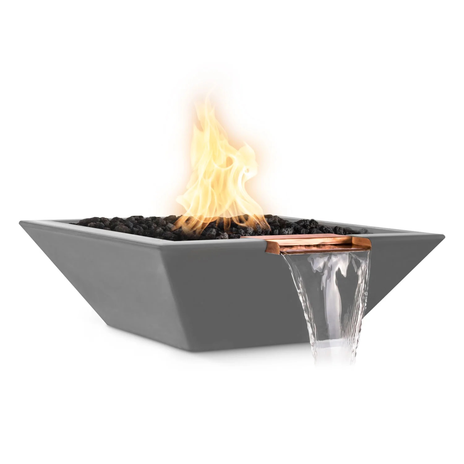 The Outdoor Plus Maya 36 Inch Square GFRC Concrete Propane Gas Fire  and  Water Bowl with Match Lit Ignition   Natural Gray