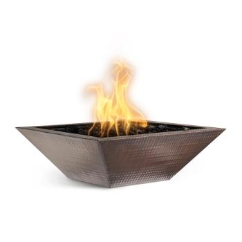 The Outdoor Plus Maya Square Hammered Copper Gas Fire Bowl350