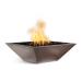 The Outdoor Plus Maya 36 Inch Square Hammered Copper Propane Gas Fire Bowl with Match Lit Ignition