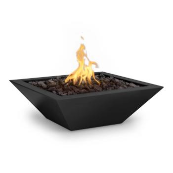 The Outdoor Plus Maya Square Powder Coated Steel Gas Fire Bowl Gloss Black350