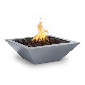 The Outdoor Plus Maya Square Powder Coated Steel Gas Fire Bowl Gray350