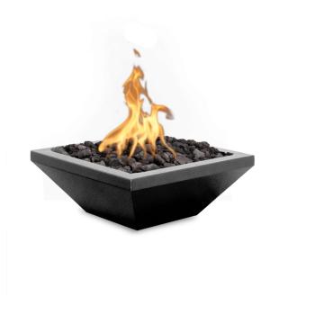 The Outdoor Plus Maya Square Powder Coated Steel Gas Fire Bowl Silver Vein350