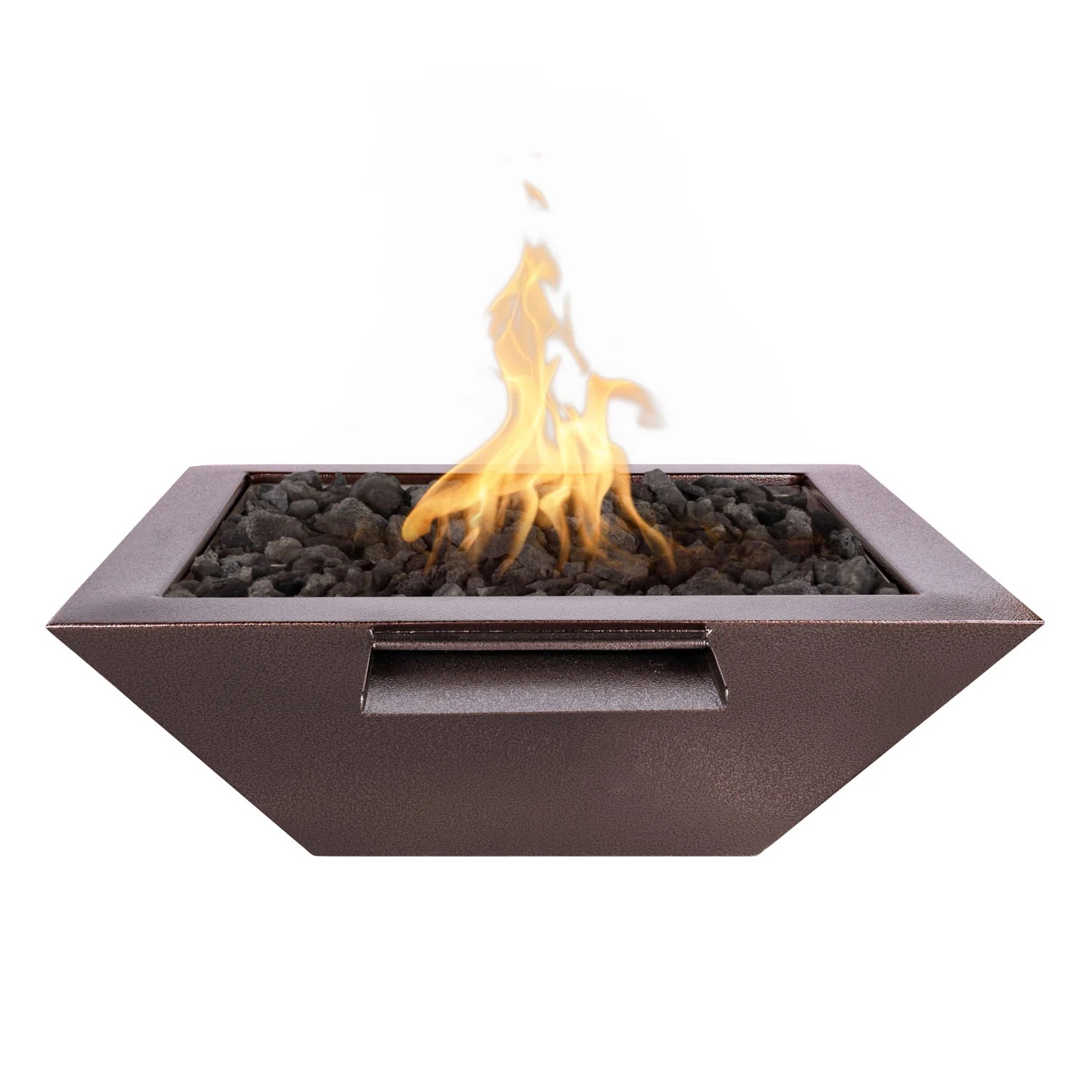 The Outdoor Plus Maya 36 Inch Square Powder Coated Steel Propane Gas Fire  and  Water Bowl with Match Lit Ignition   Copper Vein