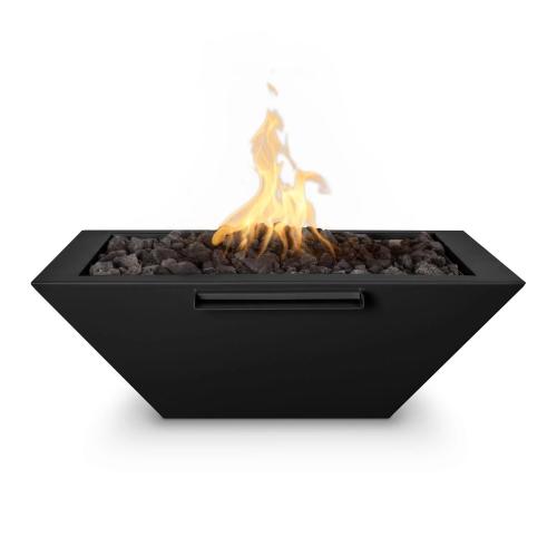 The Outdoor Plus Maya 36 Inch Square Powder Coated Steel Propane Gas Fire  and  Water Bowl with Match Lit Ignition   Gloss Black