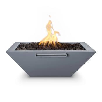 The Outdoor Plus Maya Square Powder Coated Steel Gas Fire and Water Bowl Gray350