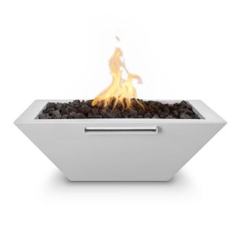 The Outdoor Plus Maya Square Powder Coated Steel Gas Fire and Water Bowl White350
