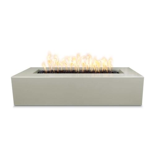 The Outdoor Plus Regal 48 Inch Rectangular GFRC Concrete Propane Gas Fire Pit with Match Lit Ignition   Ash