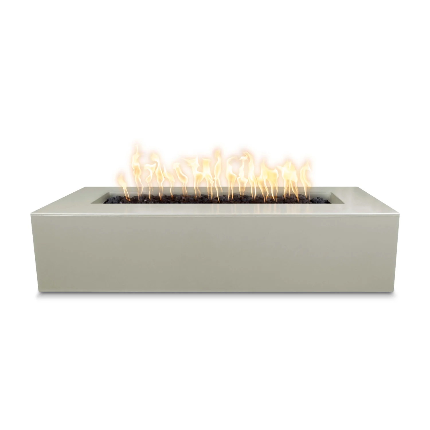 The Outdoor Plus Regal 48 Inch Rectangular GFRC Concrete Propane Gas Fire Pit with Match Lit Ignition   Ash