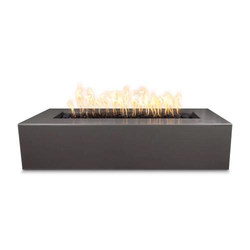 The Outdoor Plus Regal 48 Inch Rectangular GFRC Concrete Propane Gas Fire Pit with Match Lit Ignition   Chestnut