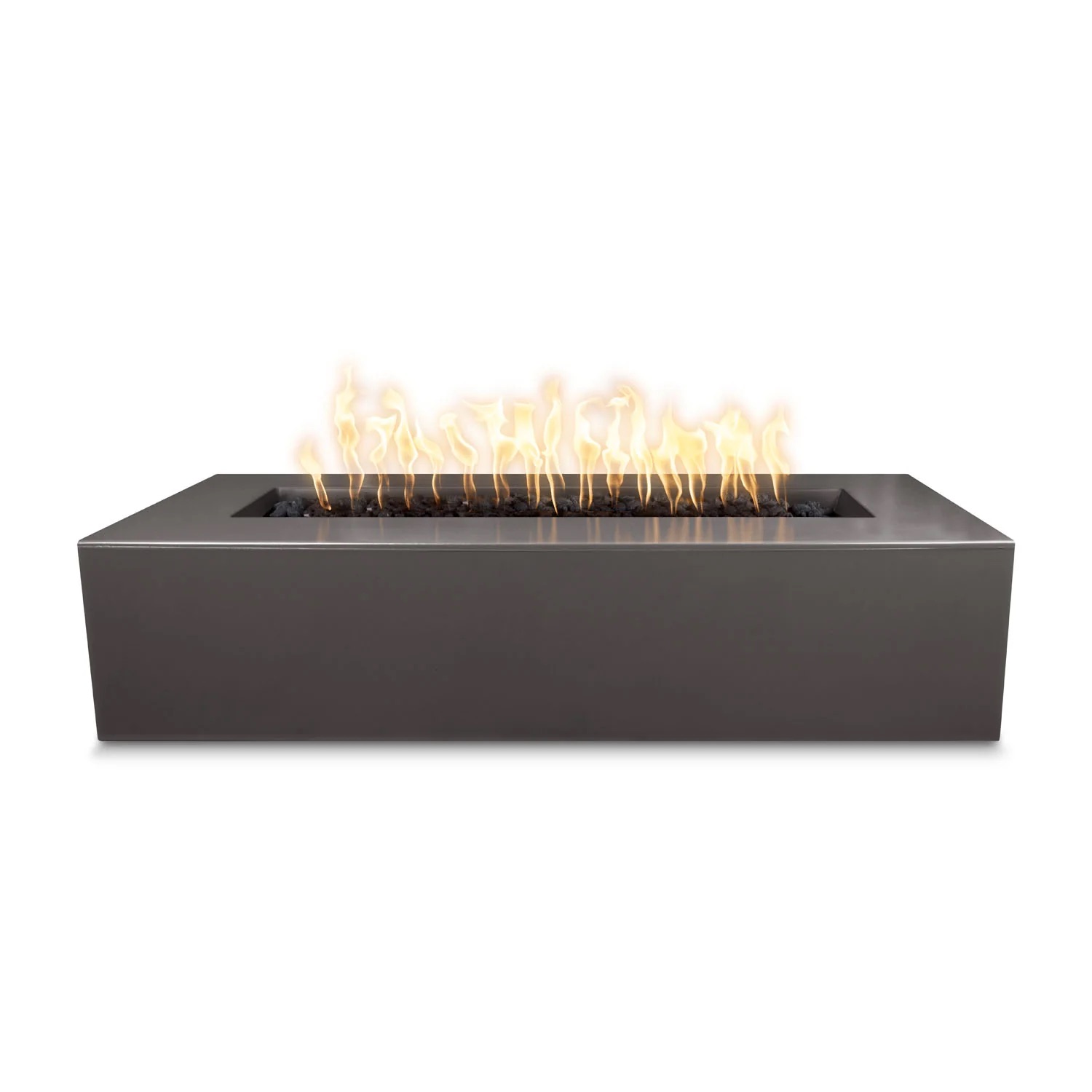 The Outdoor Plus Regal 48 Inch Rectangular GFRC Concrete Propane Gas Fire Pit with Match Lit Ignition   Chestnut