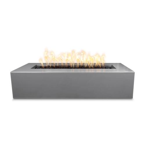The Outdoor Plus Regal 48 Inch Rectangular GFRC Concrete Propane Gas Fire Pit with Match Lit Ignition   Natural Gray