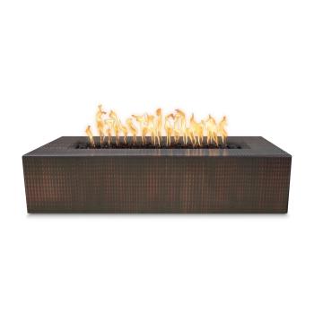 The Outdoor Plus Regal Rectangular Hammered Copper Gas Fire Pit350