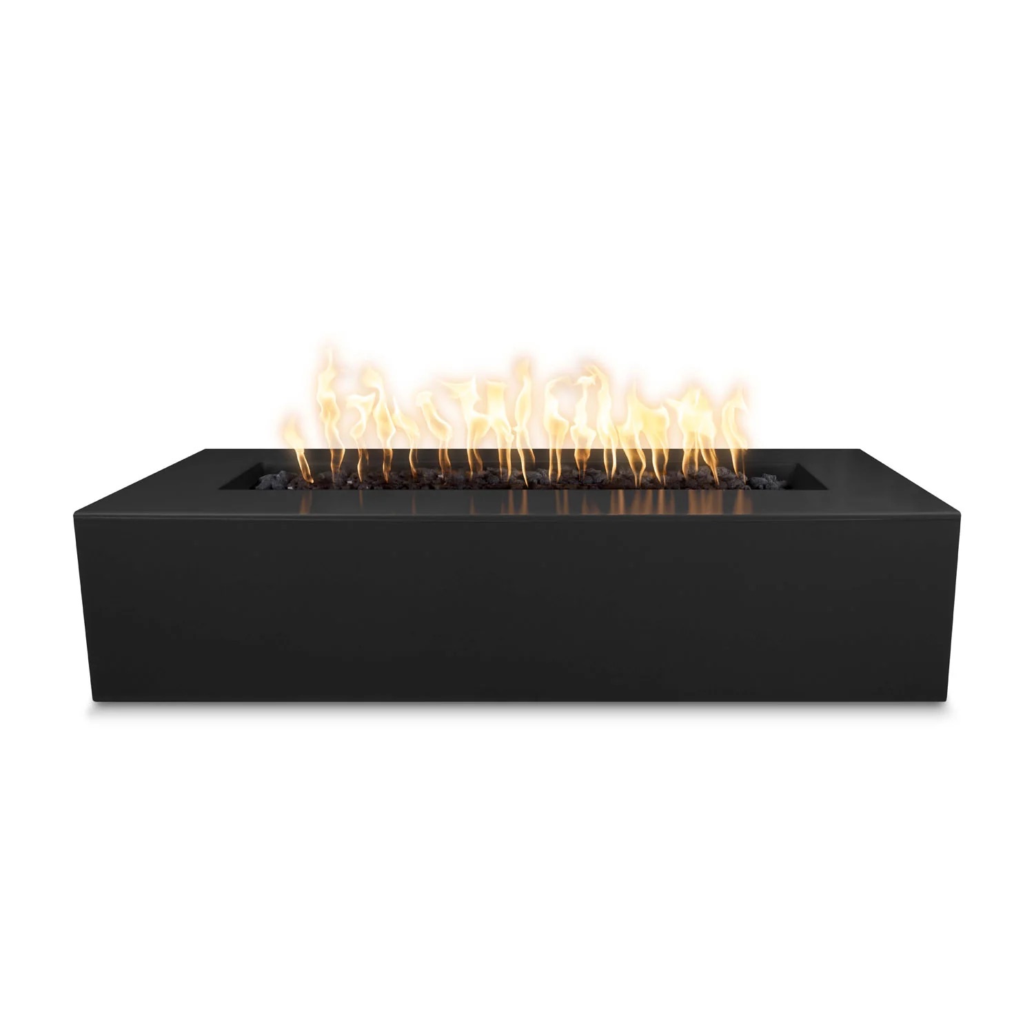 The Outdoor Plus Regal 48 Inch Rectangular Powder Coated Steel Propane Gas Fire Pit with Match Lit Ignition   Gloss Black