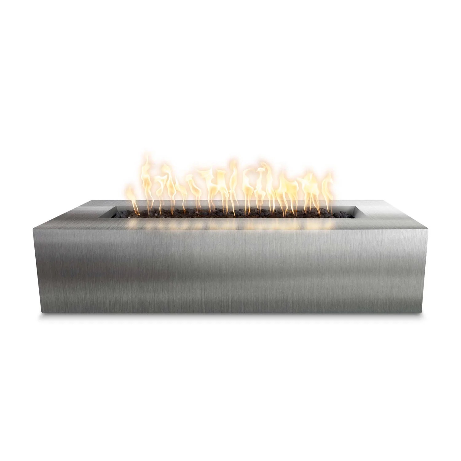 The Outdoor Plus Regal 48 Inch Rectangular Stainless Steel Propane Gas Fire Pit with Match Lit Ignition