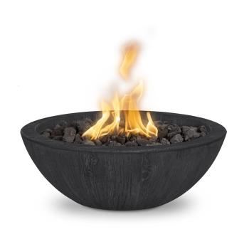 The Outdoor Plus Sedona 27 Inch Round GFRC Concrete Gas Fire Bowl Ebony Wood Grain350