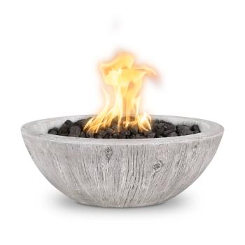 The Outdoor Plus Sedona 27 Inch Round GFRC Concrete Gas Fire Bowl Ivory Wood Grain350
