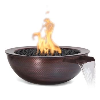 The Outdoor Plus Sedona 27 Inch Round Hammered Copper Gas Fire and Water Bowl350