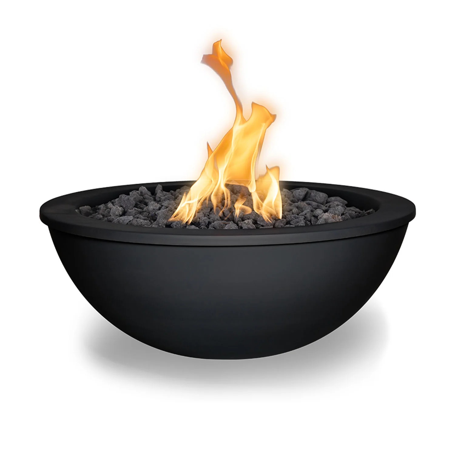 The Outdoor Plus Sedona 27 Inch Round Powder Coated Steel Propane Gas Fire Bowl with Match Lit Ignition   Gloss Black