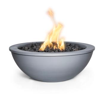 The Outdoor Plus Sedona 27 Inch Round Powder Coated Steel Gas Fire Bowl Gray350