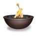 The Outdoor Plus Sedona 27 Inch Round Powder Coated Steel Propane Gas Fire Bowl with Match Lit Ignition   Java