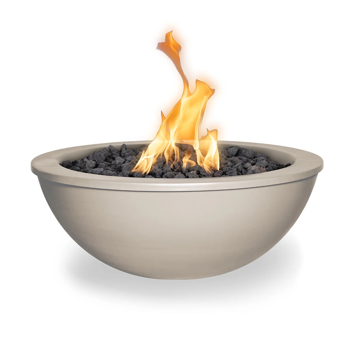The Outdoor Plus Sedona 27 Inch Round Powder Coated Steel Propane Gas Fire Bowl with Match Lit Ignition   Pewter