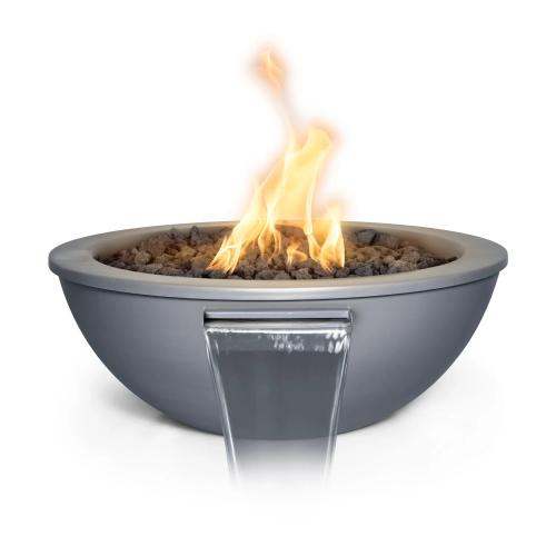 The Outdoor Plus Sedona 27 Inch Round Powder Coated Steel Propane Gas Fire  and  Water Bowl with Match Lit Ignition   Gray